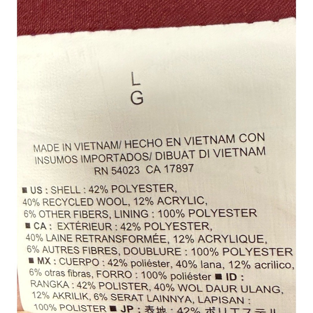 Old Navy Women's Wool Blend Double Breasted Pea Coat Button Front Pockets Red L - Picture 8 of 8
